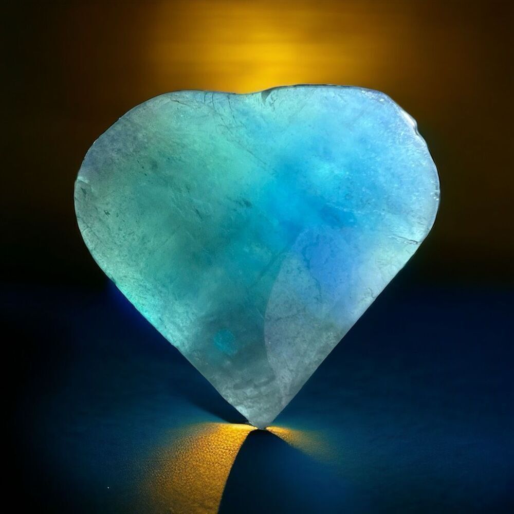 Blue Green Fluorite Crystal Heart